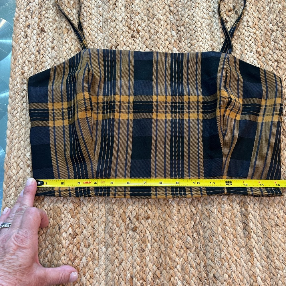 Aeropostale Plaid Cropped Tank, Gold and Black, Size L - Picture 7 of 10